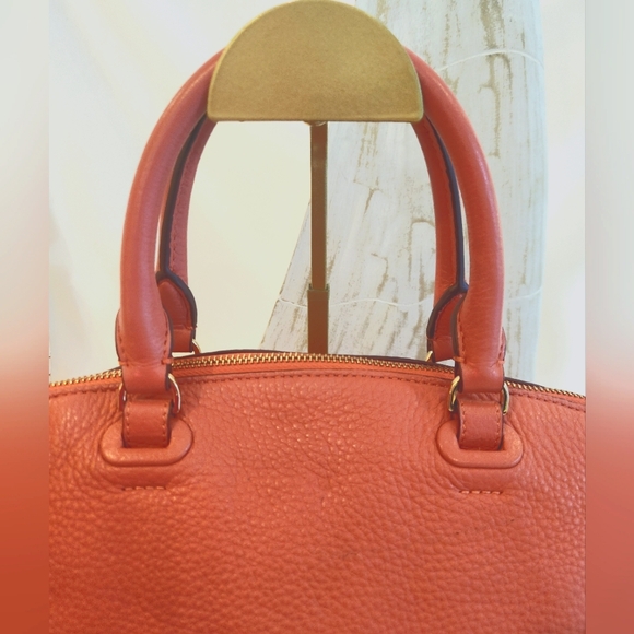 Tory Burch Coral Orange Thea 2 Way Pebbled Leather bag..Gorgeous! - Picture 6 of 13